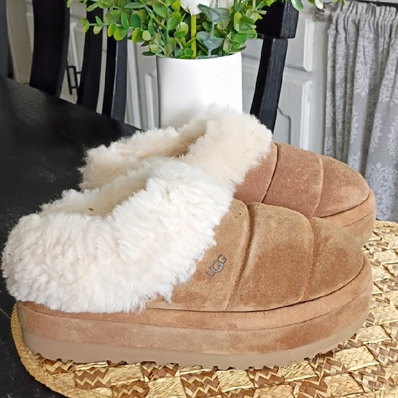 UGG TAZZLITA CHESTNUT PLATFORM SLIPPERS WOMEN'S - Picture 1 of 10